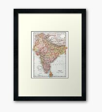 Vintage Map of India Framed Print