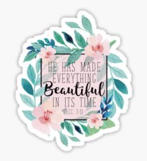 Er hat alles schön in seiner Zeit Bibel-Vers-Blumenmuster gemacht Sticker