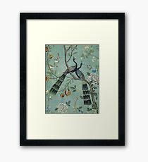 A Teal of Two Birds Chinoiserie Framed Print