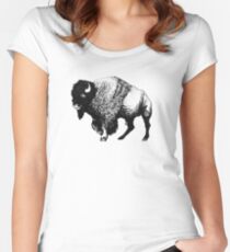 Buffalo Ink Bison Drawing Women's Fitted Scoop T-Shirt