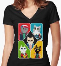 Stranger Cats Women's Fitted V-Neck T-Shirt