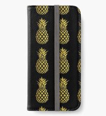 Gold Ananas iPhone Flip-Case/Hülle/Klebefolie