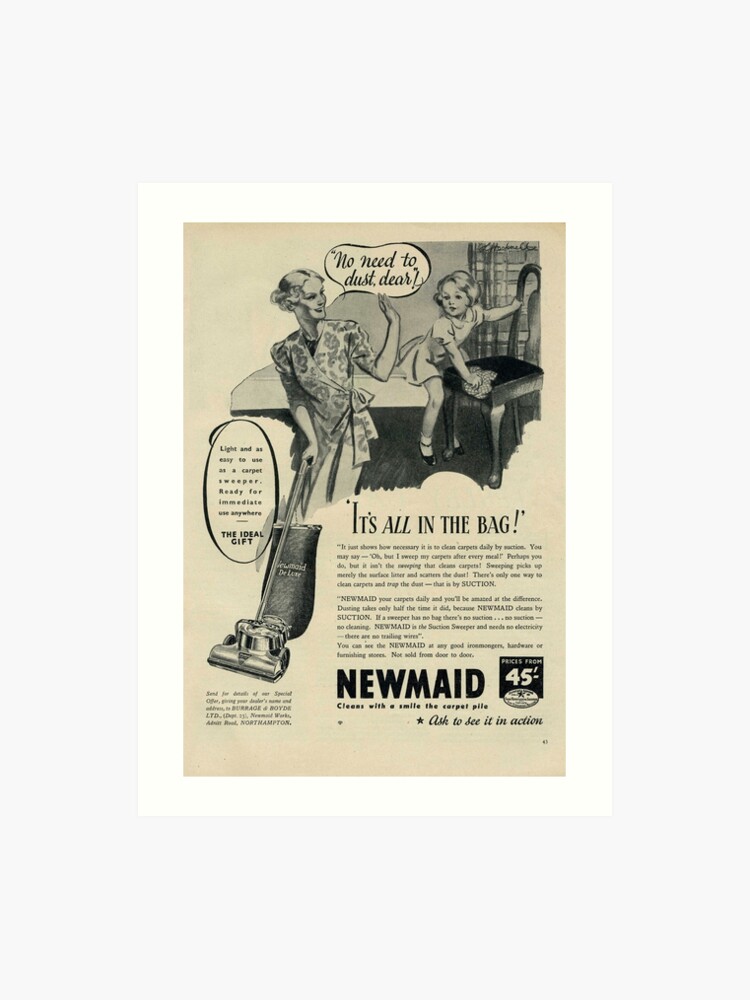 sexist 1938 advert suction cleaner art print advert for cleaner