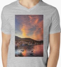Setting Sun over Nimborio Men's V-Neck T-Shirt