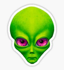 Psychedelic Neon Alien Grey In Green Sticker