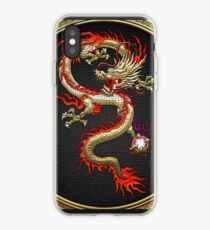 Golden Chinese Dragon Fucanglong on Black iPhone Case