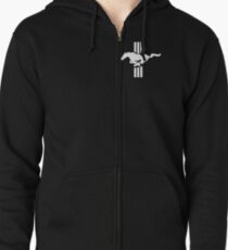 Classic Retro Ford Mustang Emblem Zipped Hoodie