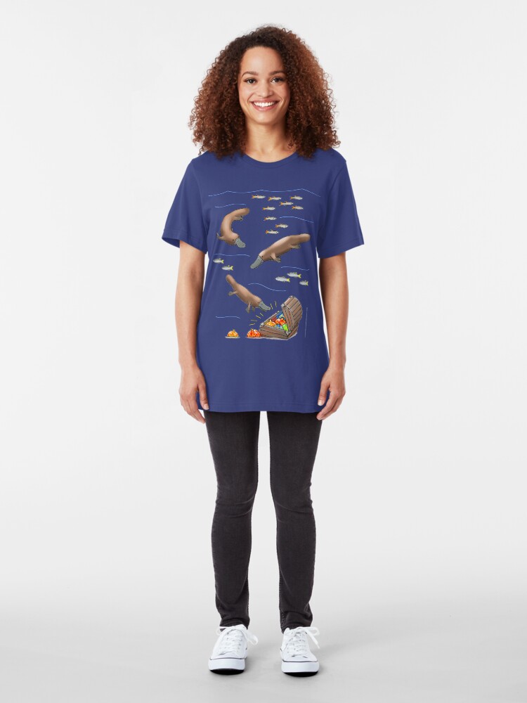 Alternate view of Platypus and Christmas Treasure Slim Fit T-Shirt