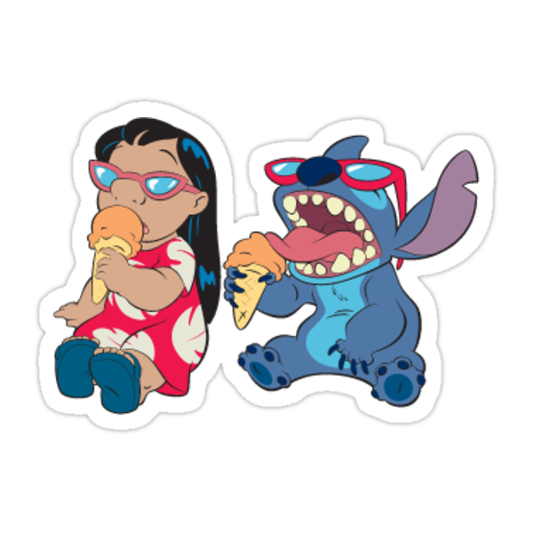 "lilo and stitch eating ice cream" Stickers by ManthaPoli | Redbubble