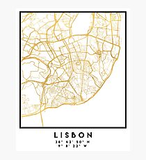 LISBON PORTUGAL CITY STREET MAP ART Photographic Print