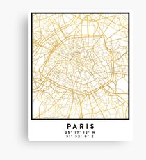 PARIS FRANCE CITY STREET MAP ART Canvas Print