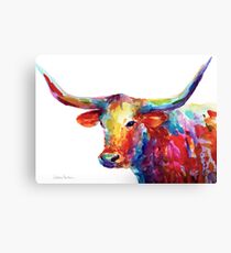 Bunte Aquarellmalerei Swinglana Novikova Texas Longhorn Leinwanddruck