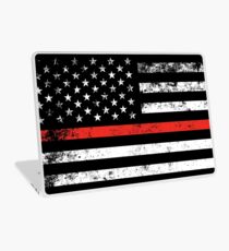 Distressed Firefighter Style American Flag Laptop Skin
