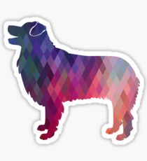 Australian Shepherd Dog Breed Geometric Silhouette Pink Sticker
