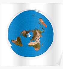 Flat Earth Map - #1 Azimuthal Equidistant Projection Poster