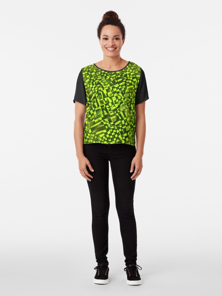 Alternate view of Cubismish cat Chiffon Top