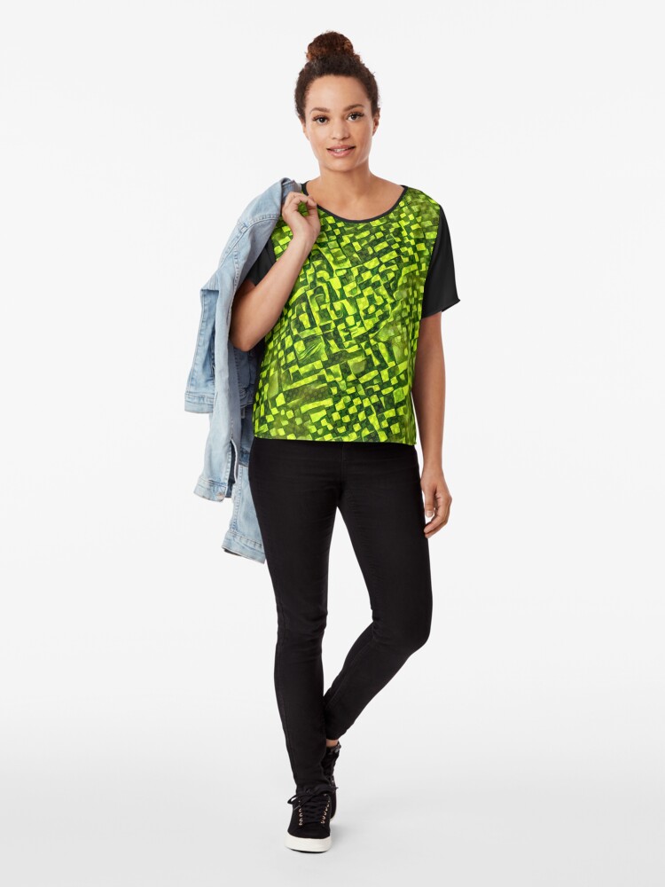 Alternate view of Cubismish cat Chiffon Top