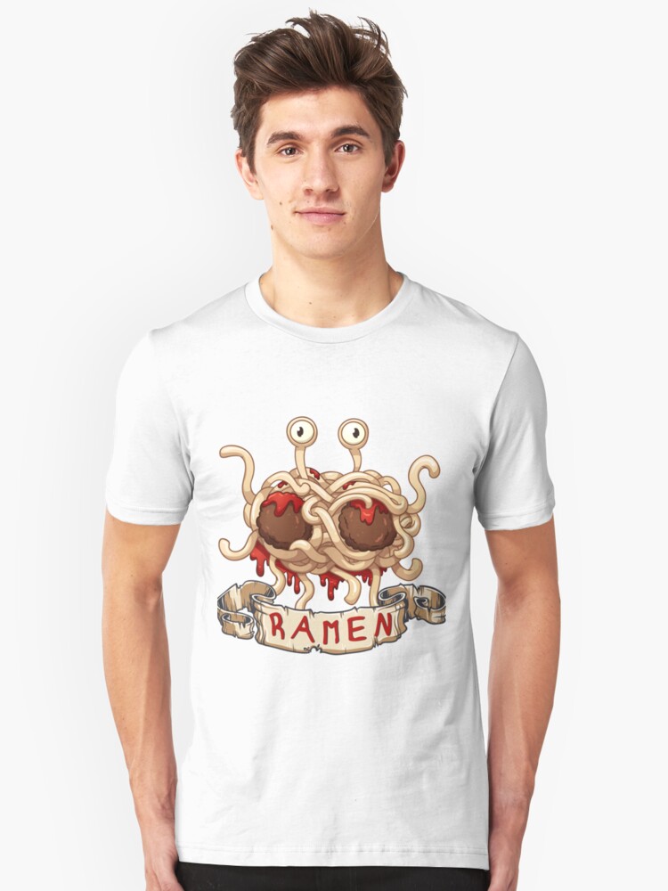 Alternate view of Ramen. Flying spaghetti monster church Slim Fit T-Shirt