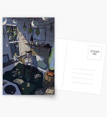 Modern Male Witch Bedroom Postcards