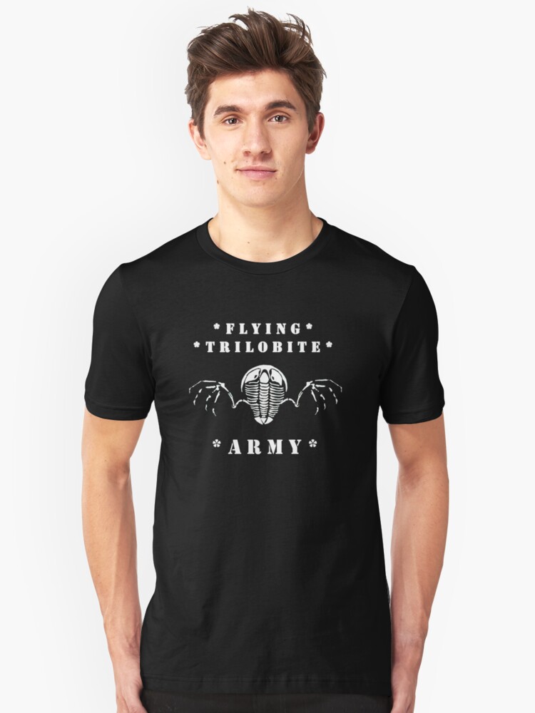 Alternate view of Flying Trilobite Army - white Slim Fit T-Shirt