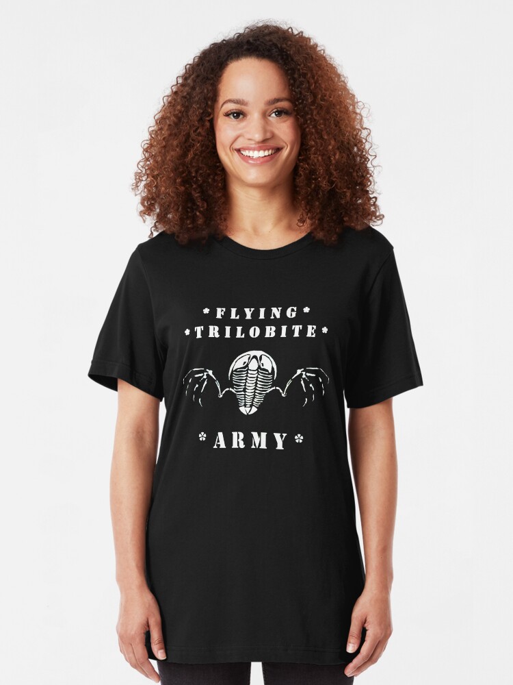 Alternate view of Flying Trilobite Army - white Slim Fit T-Shirt