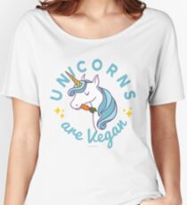 Unicorn TShirt - Unicorns are Vegan (Magic Blue) Women's Relaxed Fit T-Shirt