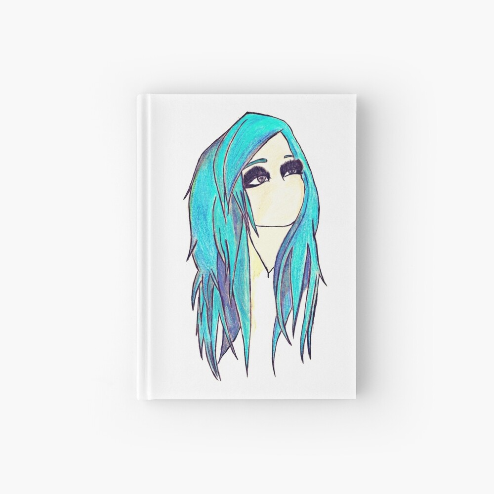Blue Hair Emo Girl Hardcover Journal By Elekairi Redbubble