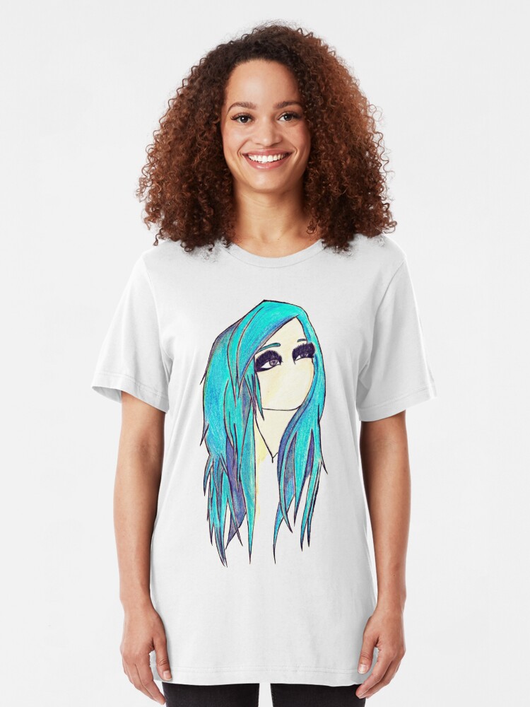 Blue Hair Emo Girl T Shirt By Elekairi Redbubble