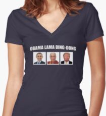 Obama Lama Ding-Dong Women's Fitted V-Neck T-Shirt