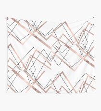 Rose Gold White Linear Triangle Abstract Pattern Wall Tapestry