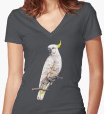 Sulphur Crested Cockatoo Women's Fitted V-Neck T-Shirt