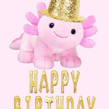 Cute pink happy axolotl cake topper