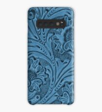 Cornflower Blue Tooled Leather Case/Skin for Samsung Galaxy