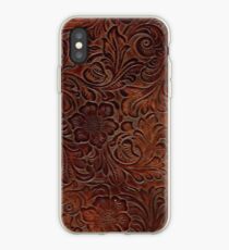 Poliertes Rich Brown Tooled Leder iPhone-Hülle & Cover