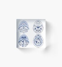 Blue Floral Easter Eggs Acrylic Block