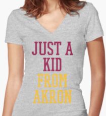 I'm Just a Kid from Akron Women's Fitted V-Neck T-Shirt
