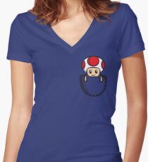 Pocket Toad Women's Fitted V-Neck T-Shirt