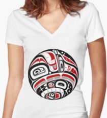 Nordwestliche Stammeskunst Shirt mit V-Ausschnitt