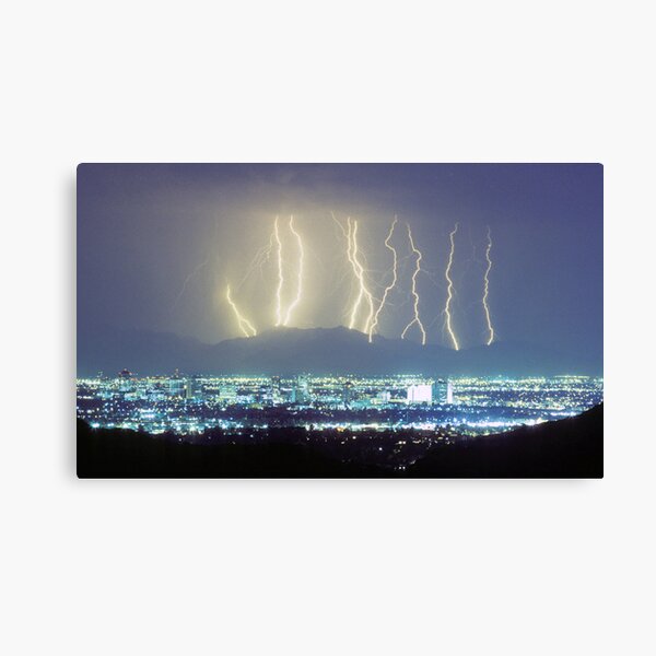 Lightning Over the City Canvas Print