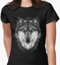 Wolf face Women's Fitted T-Shirt