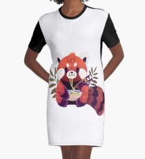 Vestido camiseta Panda rojo comiendo ramen