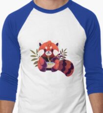 Red Panda Eating Ramen Men's Baseball Âľ T-Shirt
