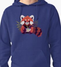 Red Panda Eating Ramen Pullover Hoodie