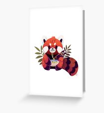 Roter Panda, der Ramen isst Grußkarte