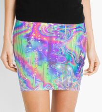 Psychedelic Holographic Texture Mini Skirt