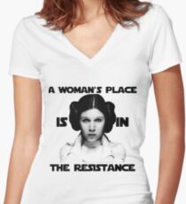 A Woman's Place is in The Resistance Women's Fitted V-Neck T-Shirt