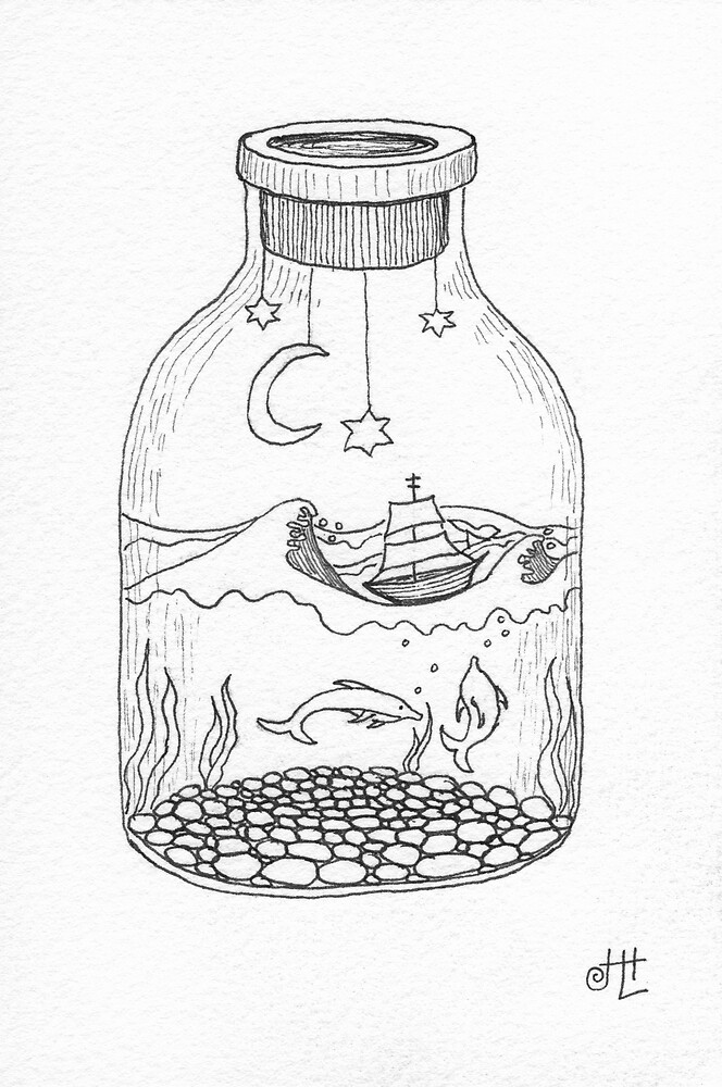 "Ship in a Bottle" by HeidiArts Redbubble