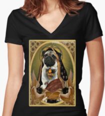 Camiseta entallada de cuello en V santo cervatillo