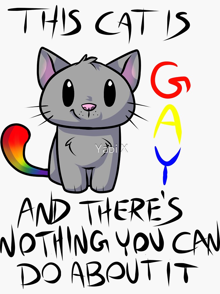 "this cat is gay" Sticker by CandiedYabi Redbubble