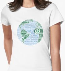 Camiseta entallada para mujer Protect Earth - Palabras verdes azules para la tierra